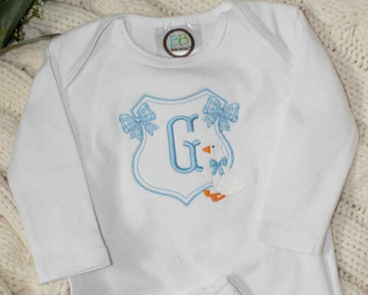Custom Embroidered Goose Baby Gown
