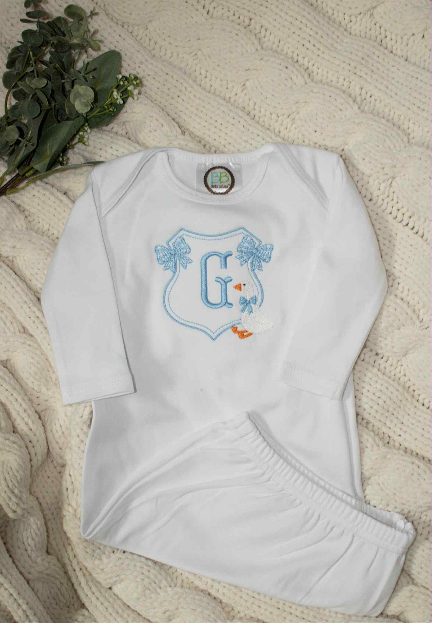 Custom Embroidered Goose Baby Gown